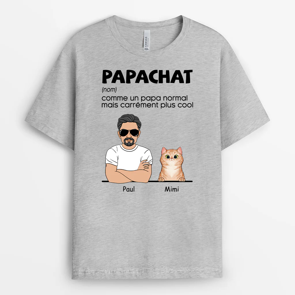 T Shirt Papa Chat Cool Personnalisé - Image 2