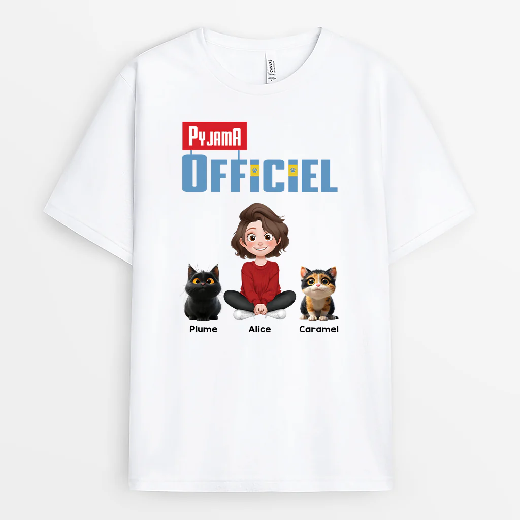 T Shirt Personnalisé Amoureux des Chats – Pyjama Officiel