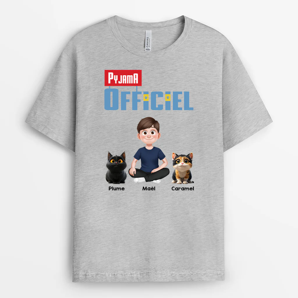 T Shirt Personnalisé Amoureux des Chats – Pyjama Officiel - Image 2