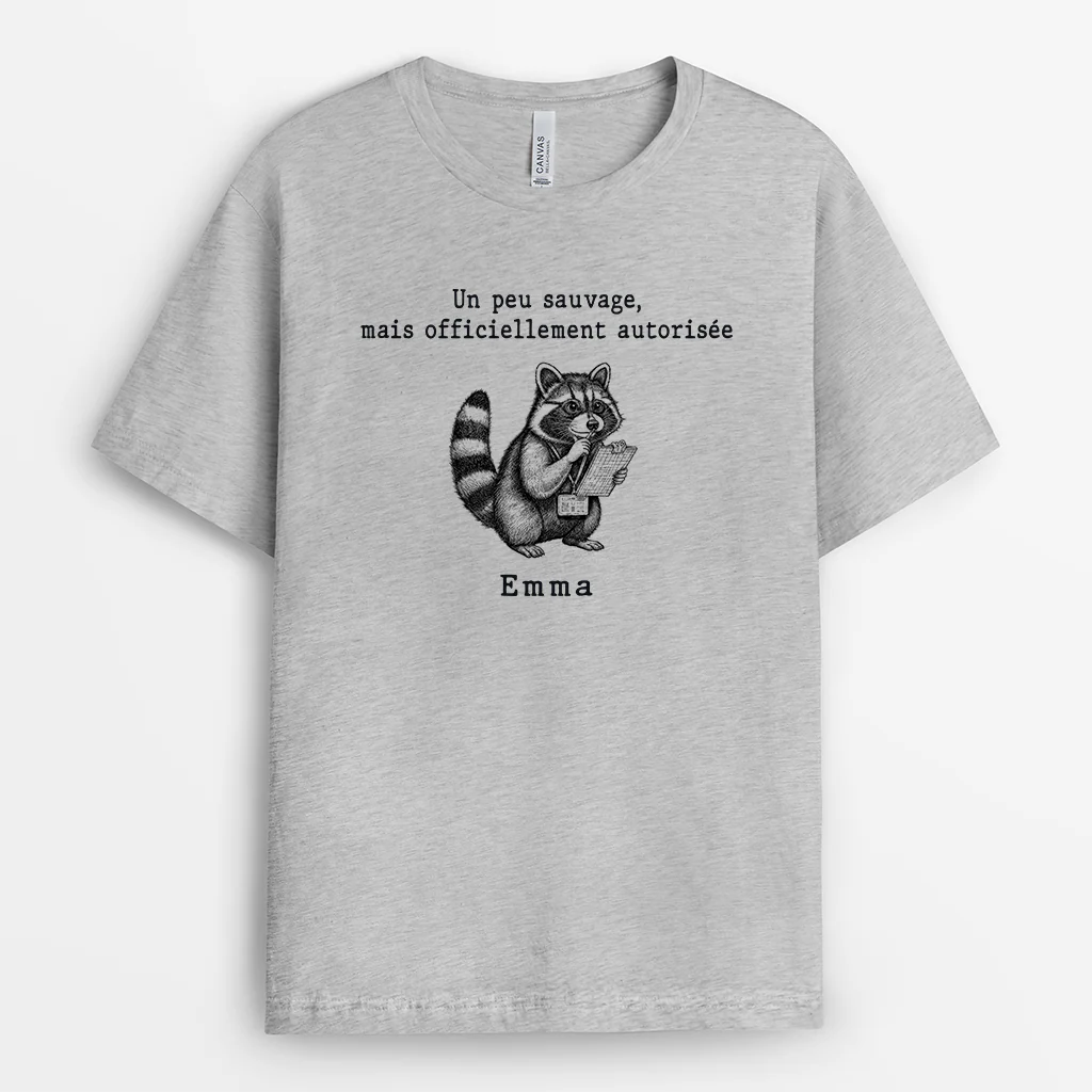 T-shirt Personnalisé Collègue Humour Couleur Claire - Un Peu Sauvage Mais Autorisé - Image 2