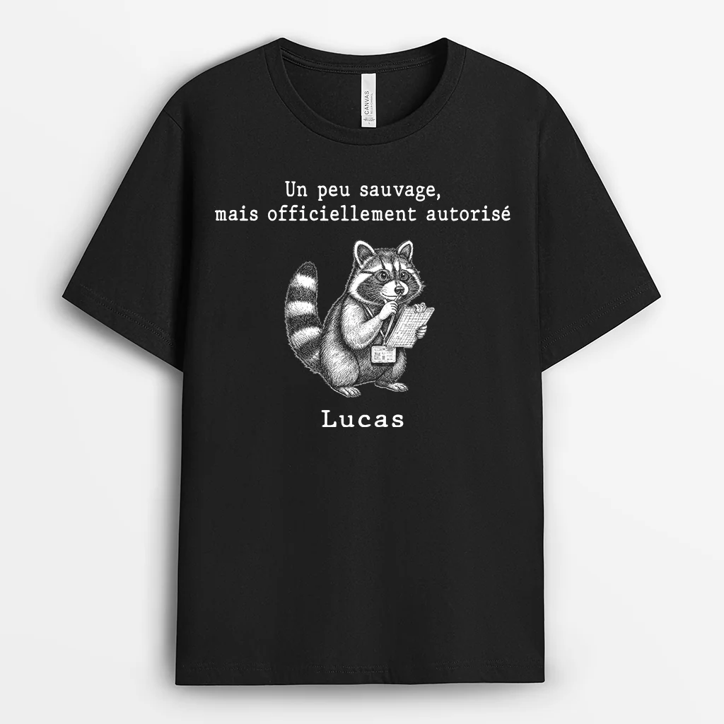 T-shirt Personnalisé Collègue Humour Couleur Foncée - Un Peu Sauvage Mais Autorisé