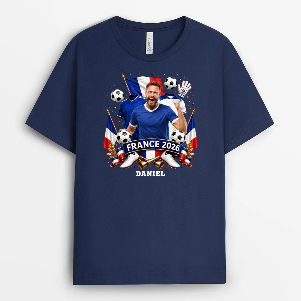 T-shirt Personnalisé De Foot Avec Photo Et Nation - Cadeau Pour Fan De Football - Image 2