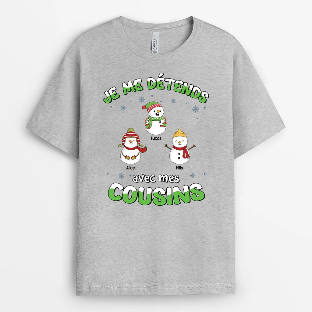 T-shirt Personnalisé De Noël - Je Me Détends Avec Mes Cousins - Image 2