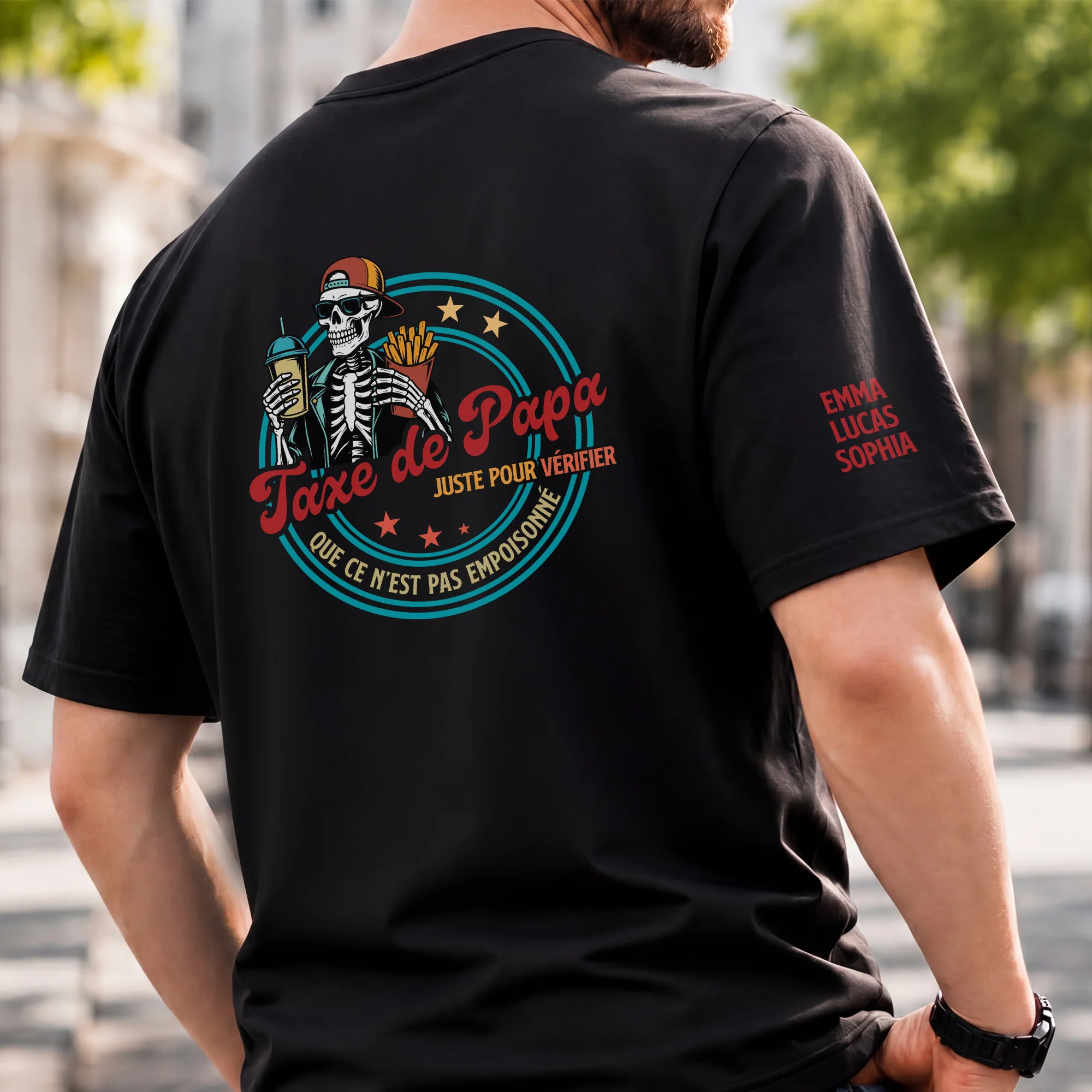 T-shirt Personnalisé Dos Et Manches Humour - Taxe De Papa Ce N'est Pas Du Poison - Image 2