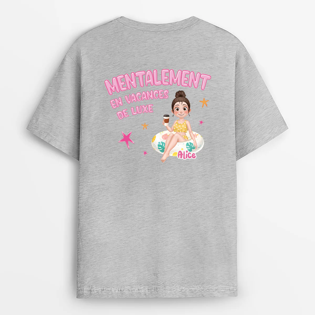 T-shirt Personnalisé Dos Pour Femme En Été - Mentalement En Vacances De Luxe - Image 2