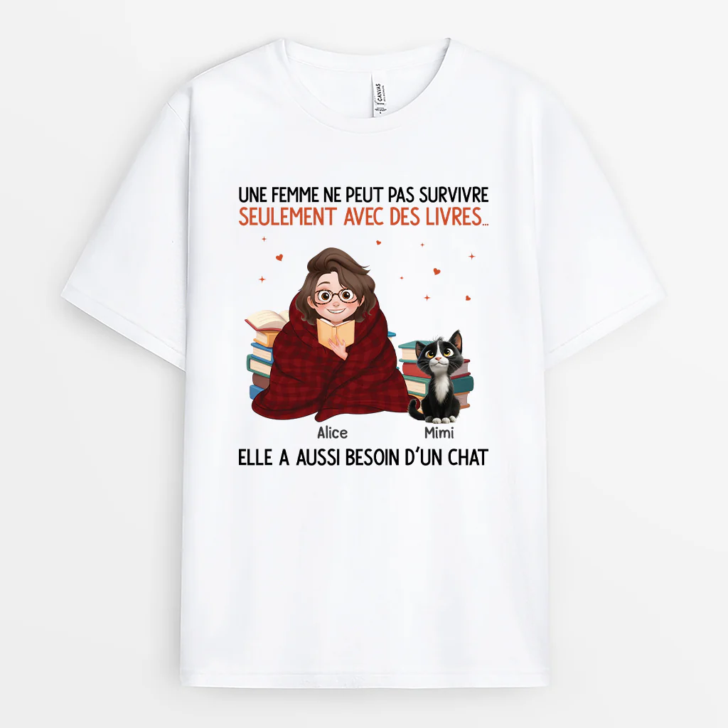 T-shirt Personnalisé - Elle A Besoin Des Livres Et De Chats