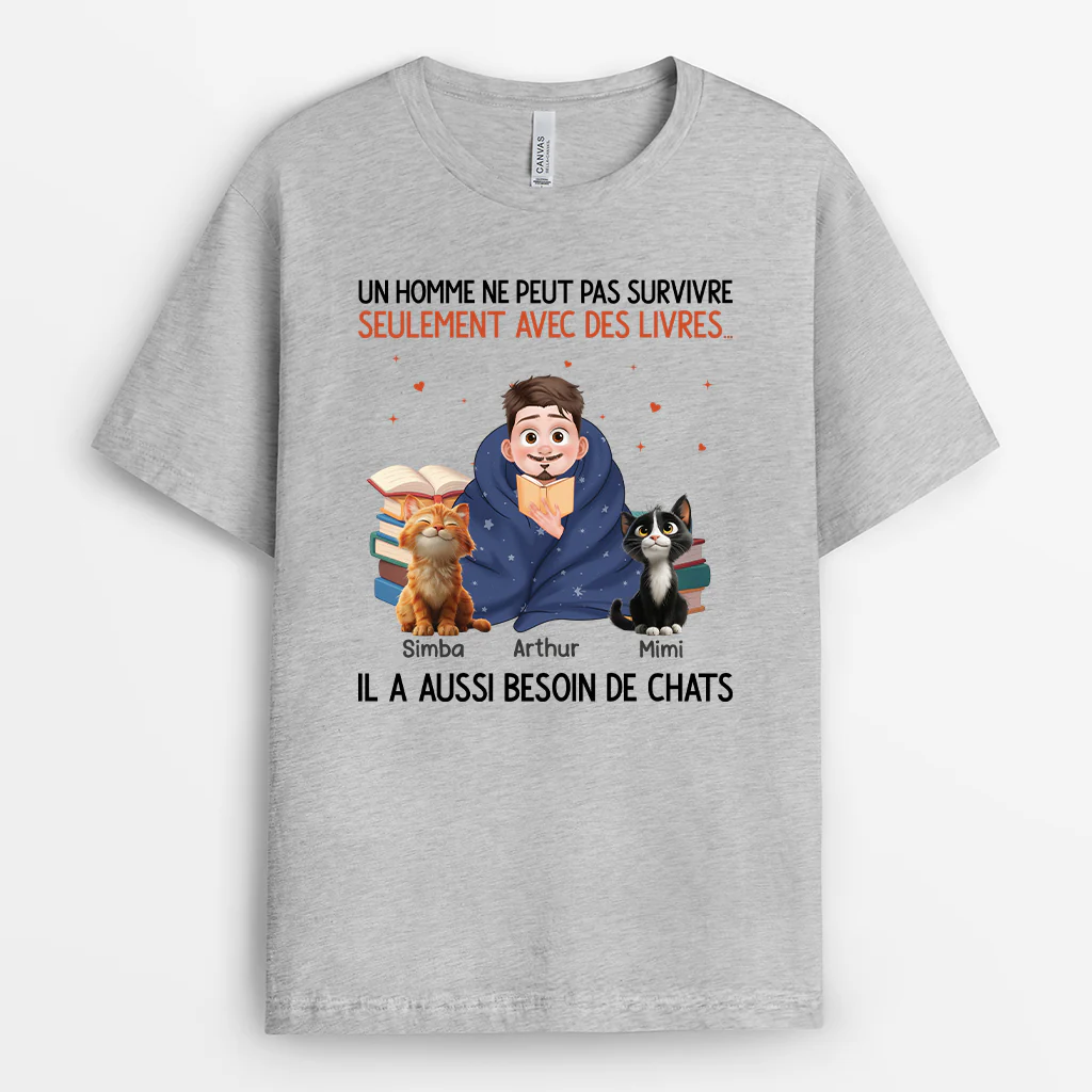 T-shirt Personnalisé - Elle A Besoin Des Livres Et De Chats - Image 2