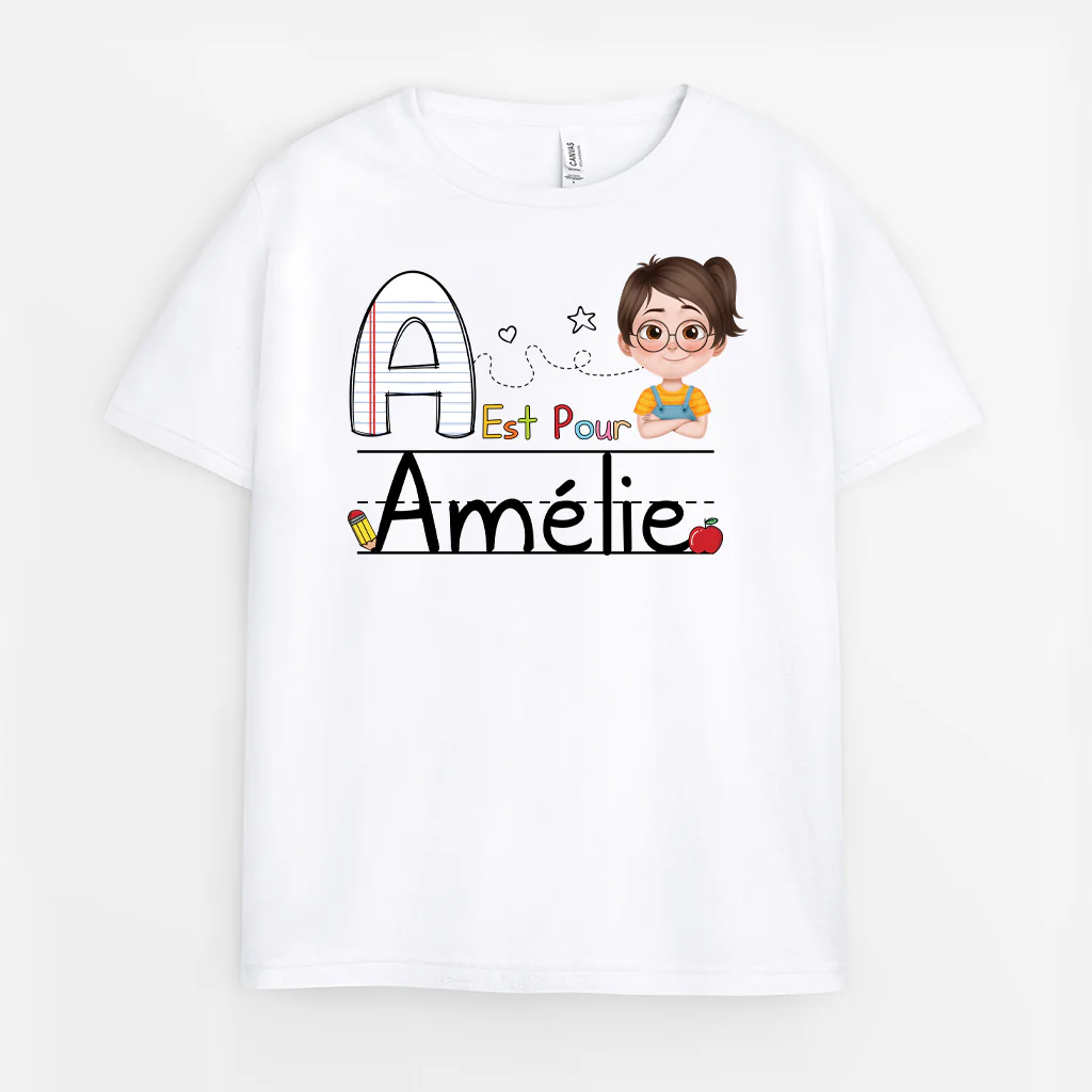 T-Shirt Enfant Personnalisé Prénom – A Est Pour