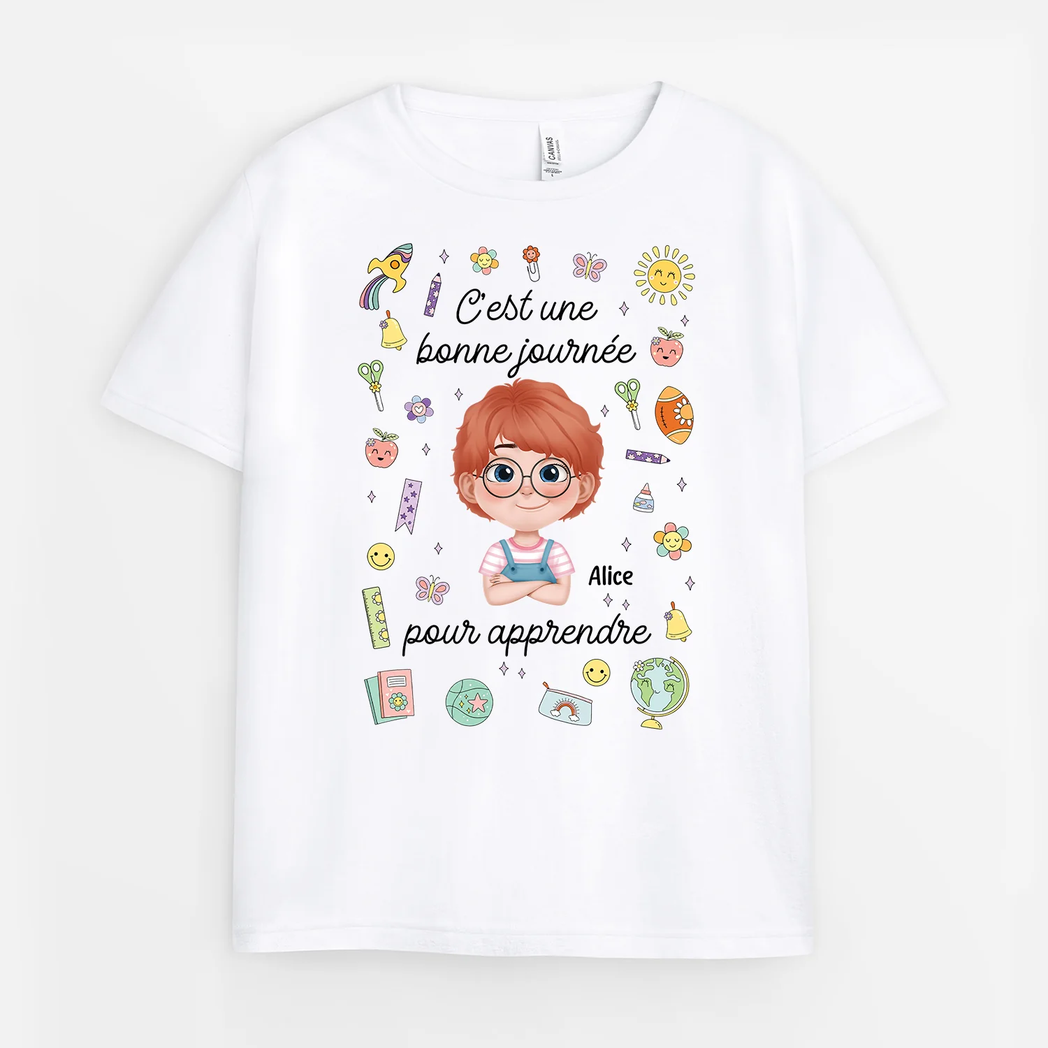 T-shirt Personnalisé Enfant Avec Prénom - Belle Journée Pour Apprendre