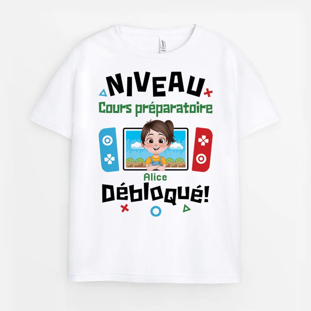 T Shirt Enfant Personnalisé - Niveau Débloqué