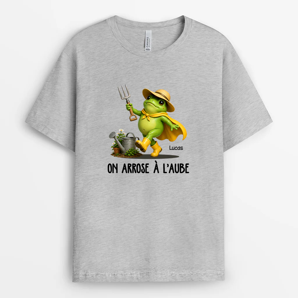 T-shirt Personnalisé Femme Homme Pour Jardinage - J’arrose À L’aube - Image 2