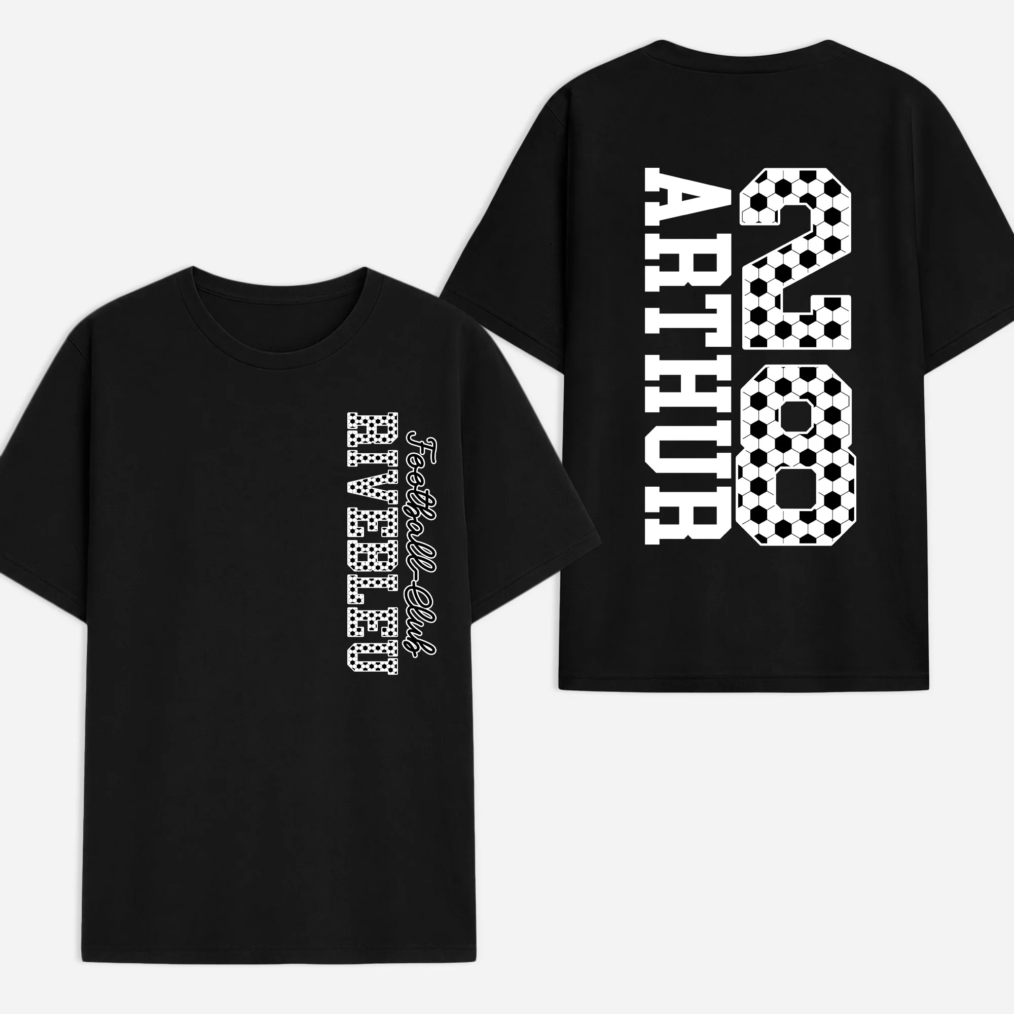 T-shirt Personnalisé Football Couleur Foncée - Cadeau Fan De Foot Avec Prénom Et Équipe