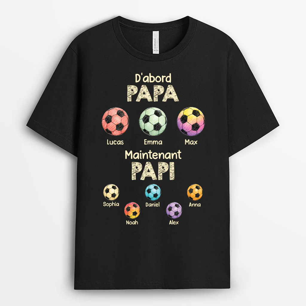 T-shirt Personnalisé Football - D'abord Papa Maintenant Papy