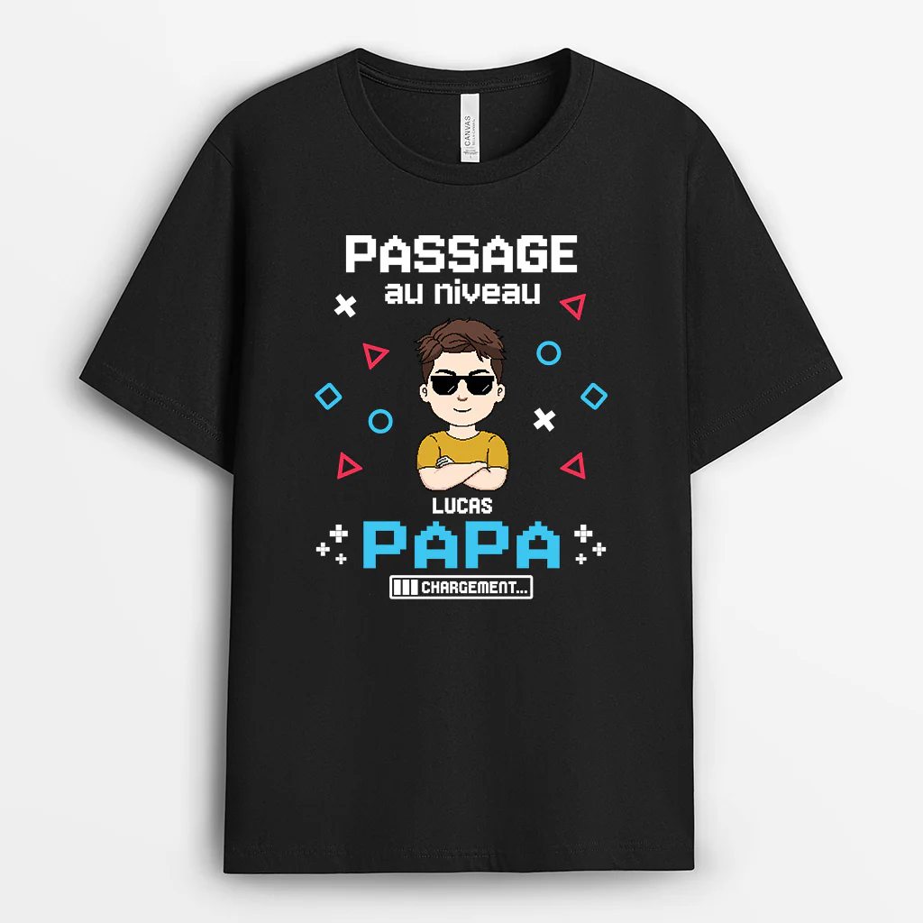T-Shirt Personnalisé Papa | Papa Gamer Passage Au Niveau Papa