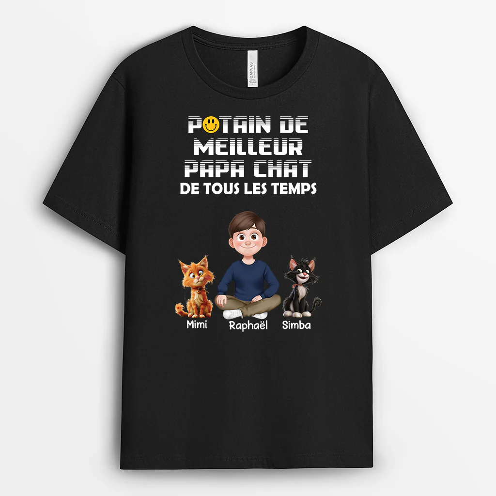 Tee Shirt Personnalisé Amoureux Des Chats – Meilleur Papa Chat