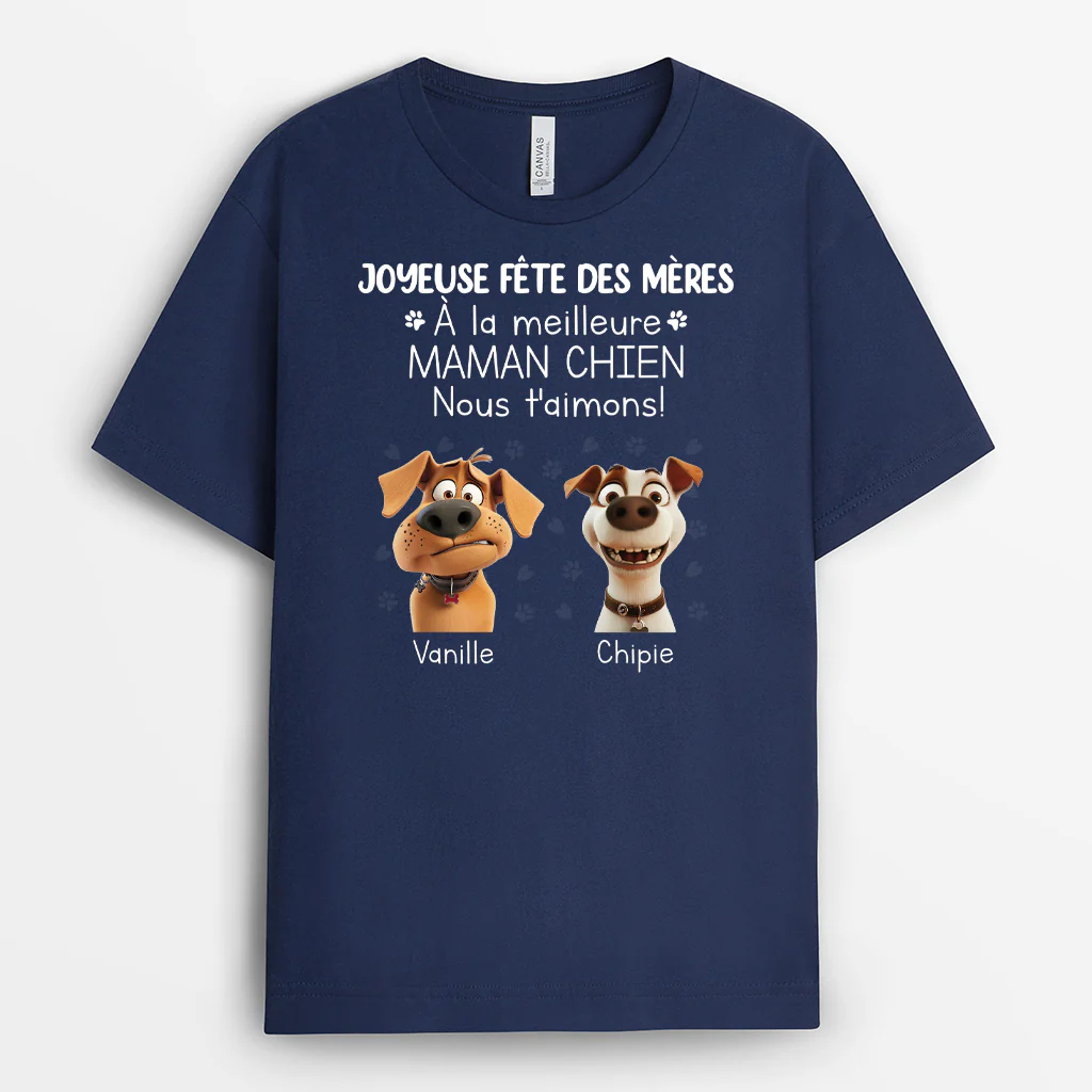 Cadeau Fête des Pères Personnalisé - T-shirt Papa Chien - Joyeuse Fête Des Pères - Version Foncé - Image 2