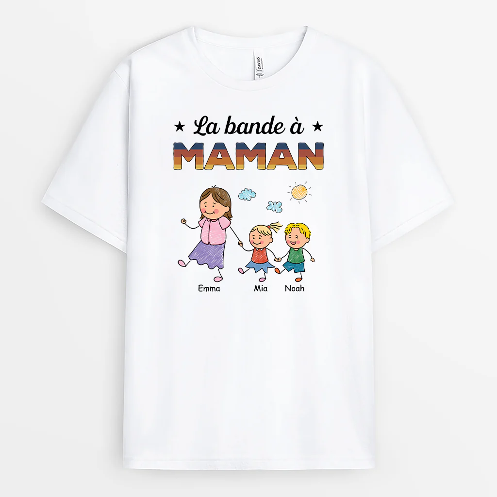 T Shirt Personnalisé Maman - La Bande À Maman - Dessin Crayon Coloré