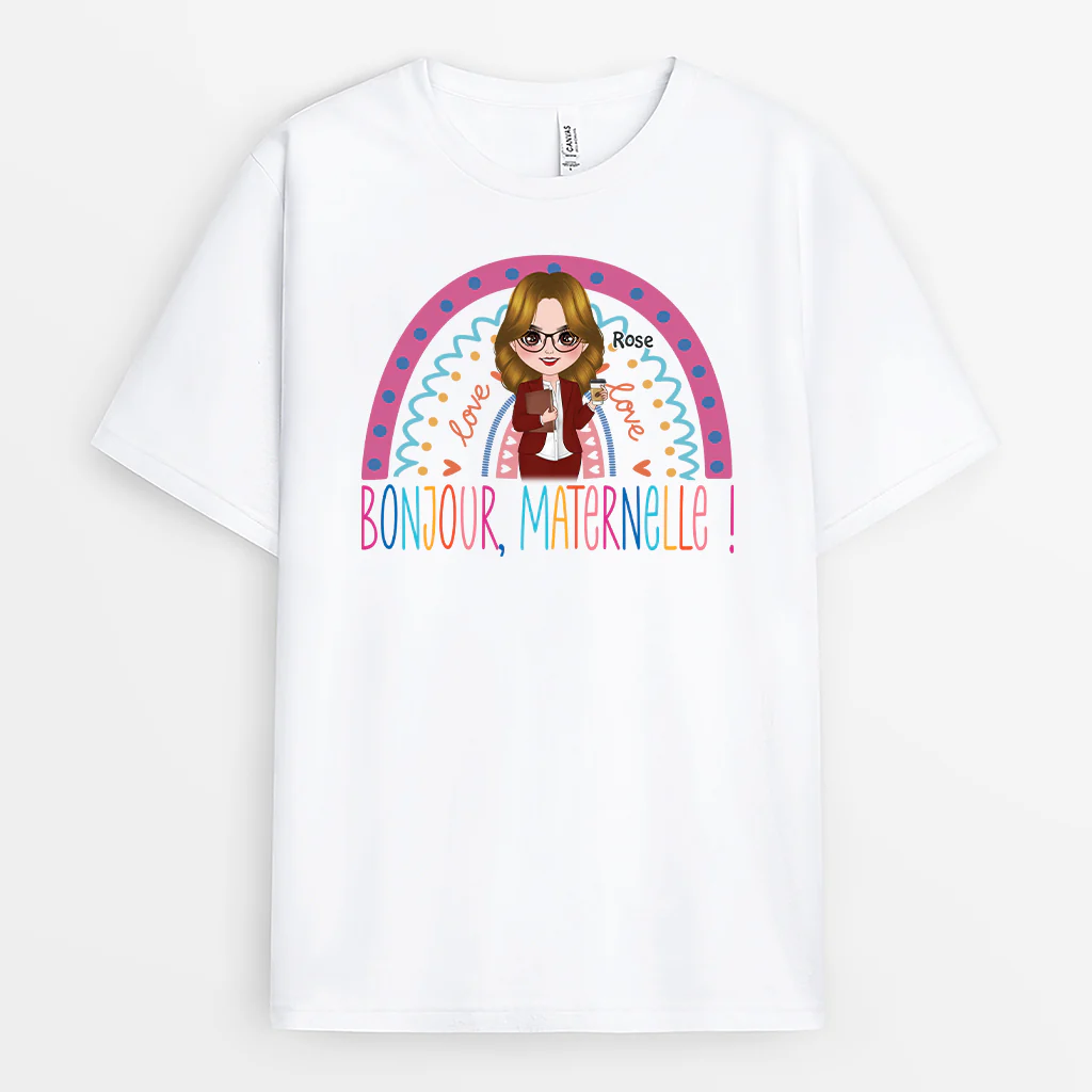 Cadeau Personnalisé Maîtresse - T-shirt Personnalisé Maîtresse - Bonjour Maternelle