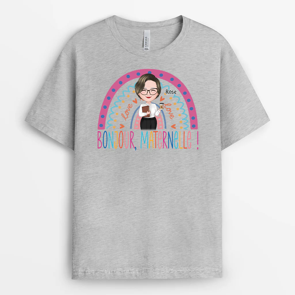 Cadeau Personnalisé Maîtresse - T-shirt Personnalisé Maîtresse - Bonjour Maternelle - Image 2