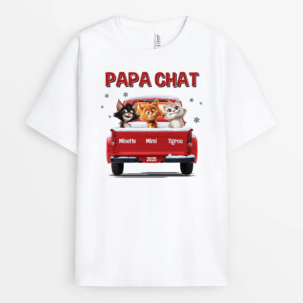 T-shirt Personnalisé - Maman Chat Avec Voiture - Image 2