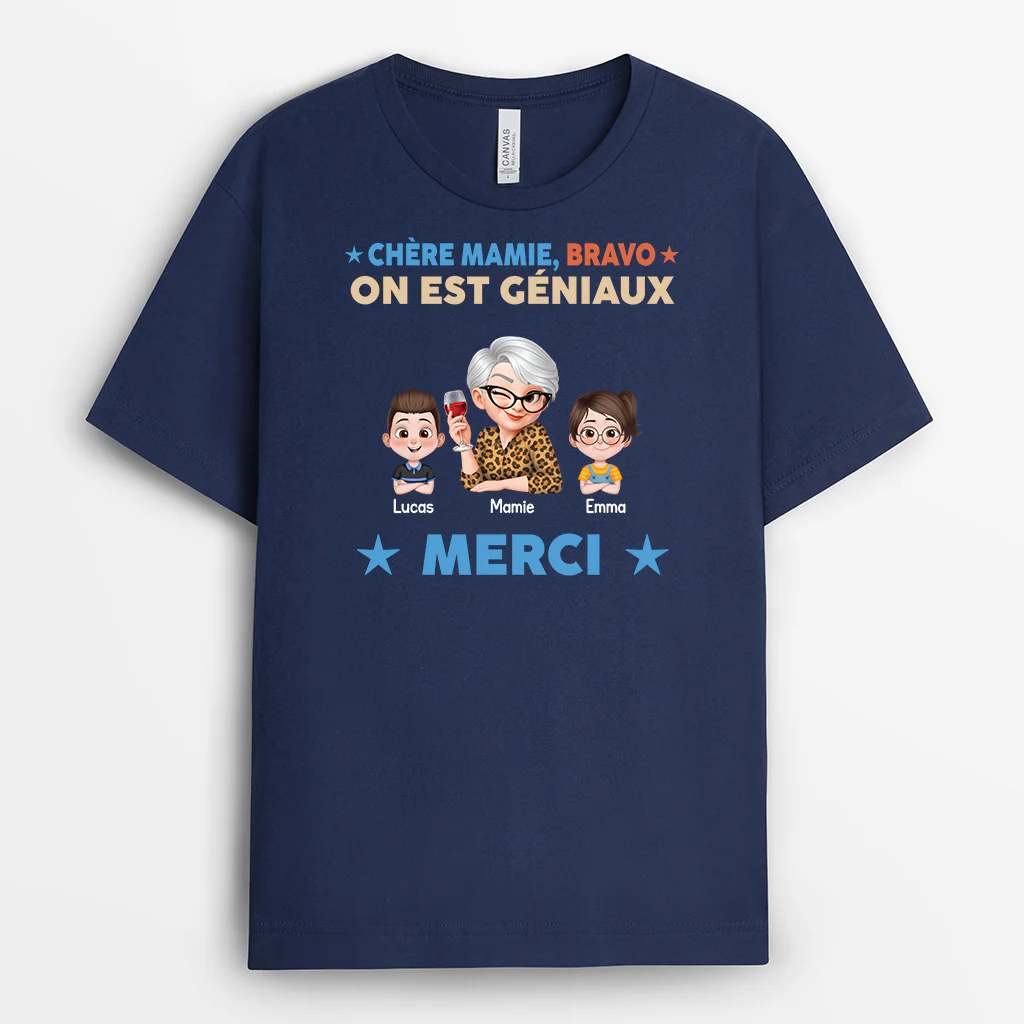 T-shirt Personnalisé Maman Mamie - Bravo On Est Géniaux - Image 2