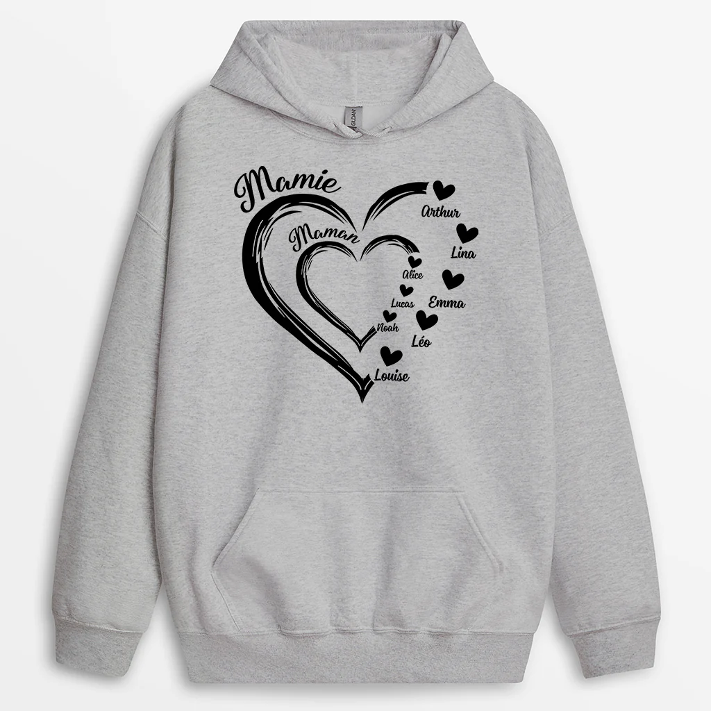 Sweat à Capuche Mamie Personnalisé – Cœur Rouge - Image 2
