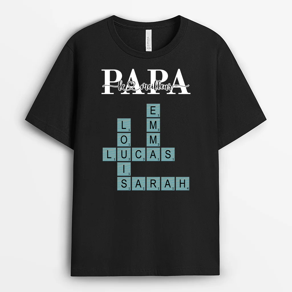 T-shirt Personnalisé Papa - Meilleur Papa/Papy Avec Mots Croisés