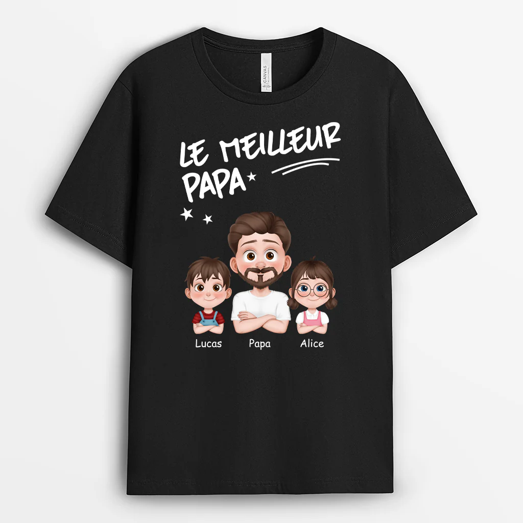 Tee Shirt Personnalisé Papa | Meilleur Papa Pour Toujours Design Cartoon