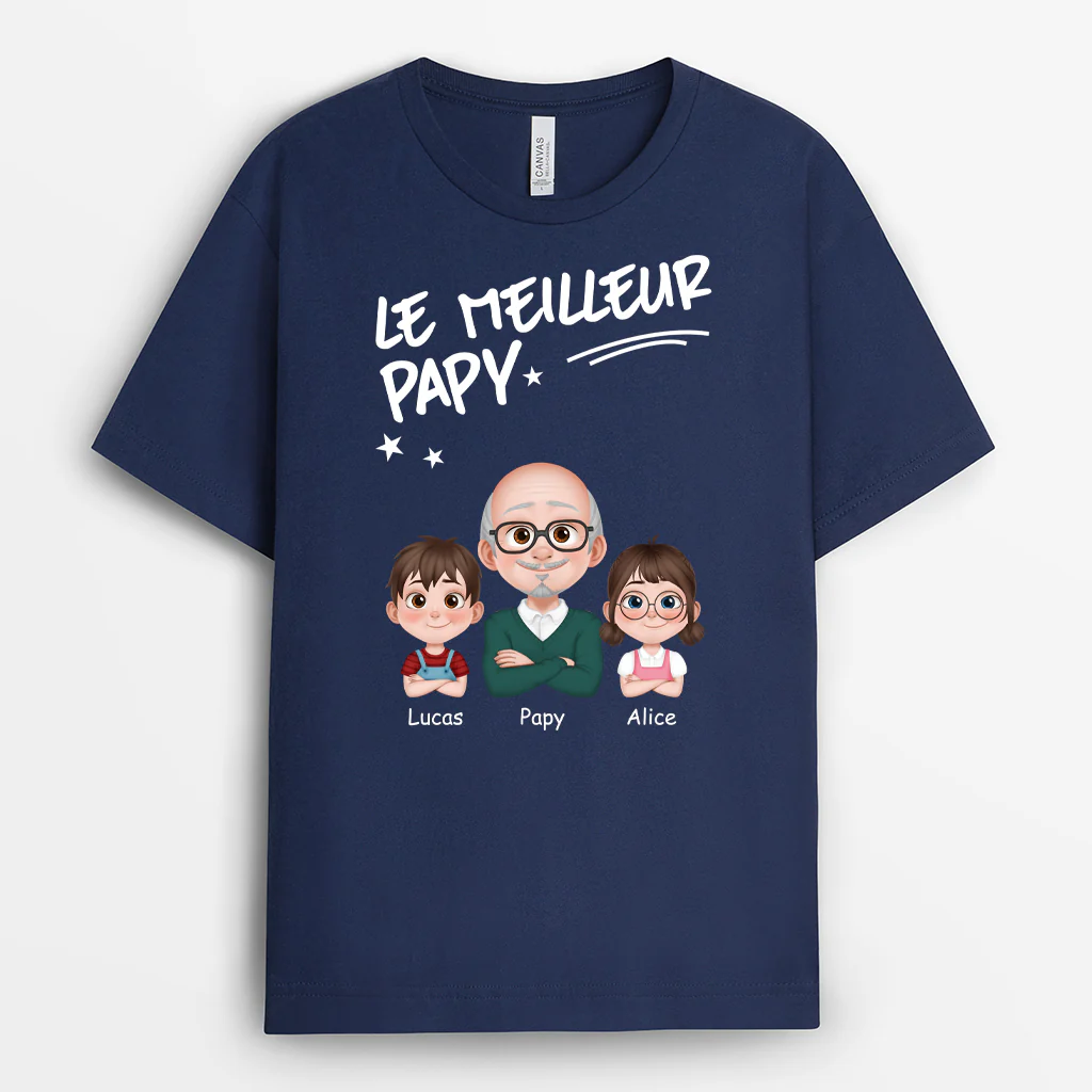 Tee Shirt Personnalisé Papa | Meilleur Papa Pour Toujours Design Cartoon - Image 2