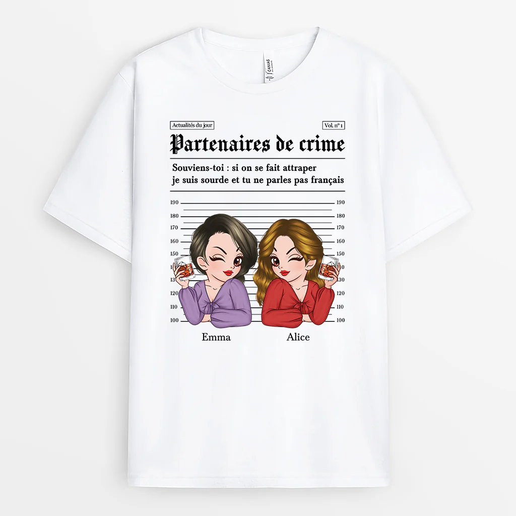Tee Shirt Personnalisé Meilleure Amie - Partenaires De Crime