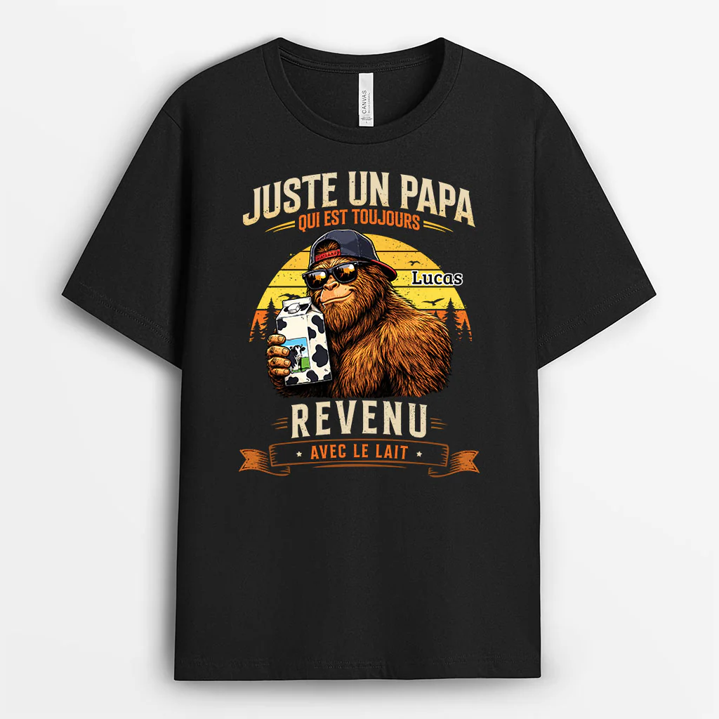 T-shirt Personnalisé Papa Avec Humour Vintage - Revenu Avec Le Lait