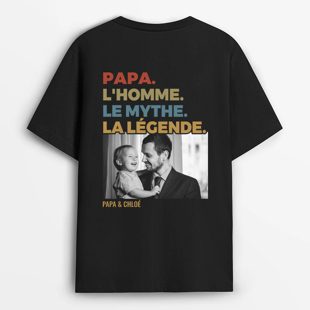T-shirt Personnalisé Papa Avec Photo - L’homme. Le Mythe. La Légende - Vintage