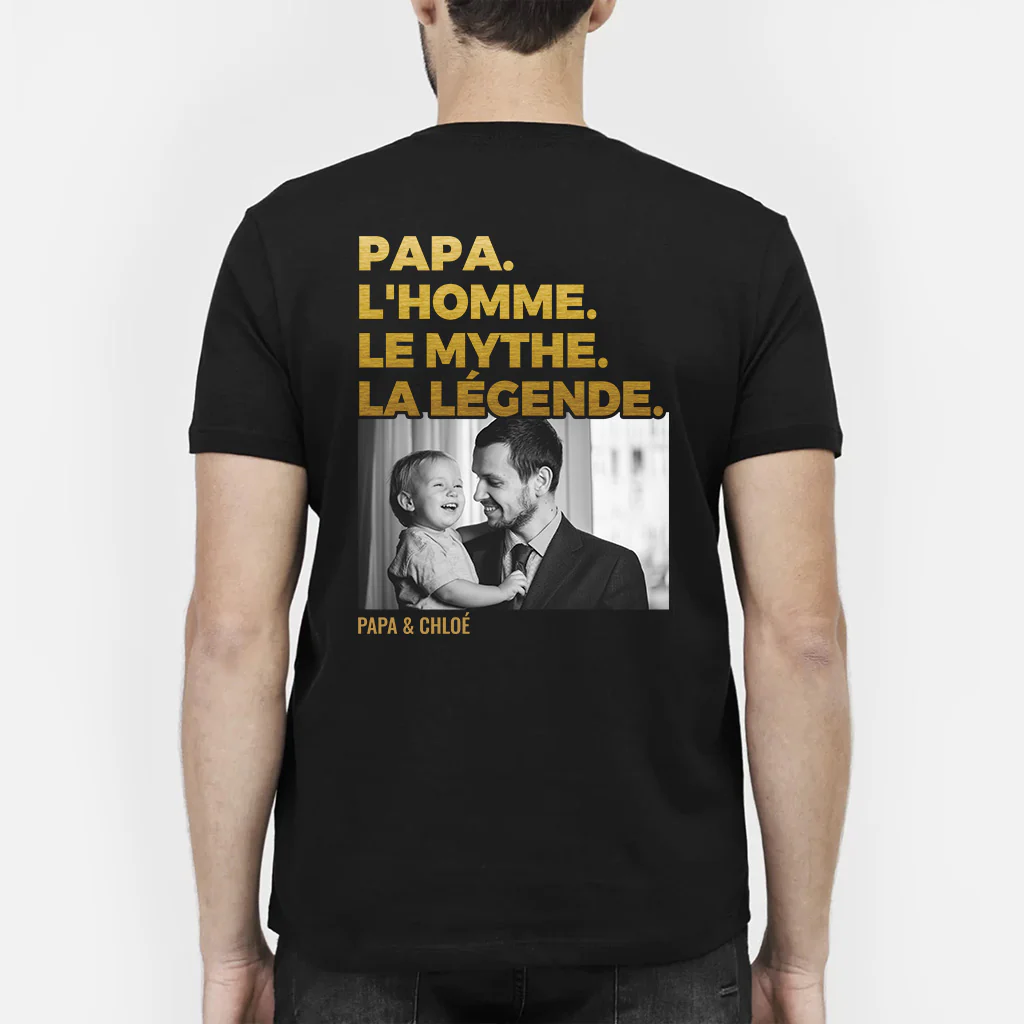 T-shirt Personnalisé Papa Avec Photo - L’homme. Le Mythe. La Légende - Vintage - Image 2