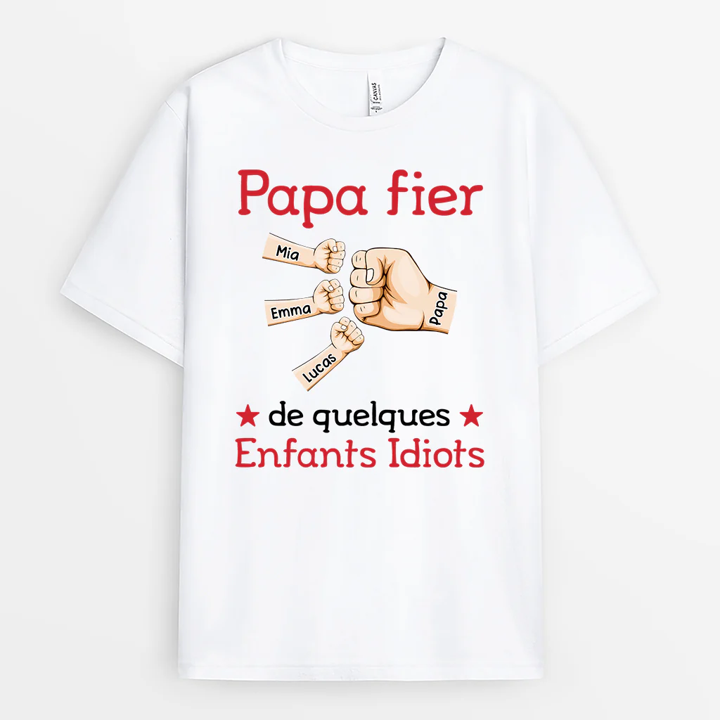 T-shirt Personnalisé Papa Et Maman - Papa Fier Cadeau Fête Des Pères