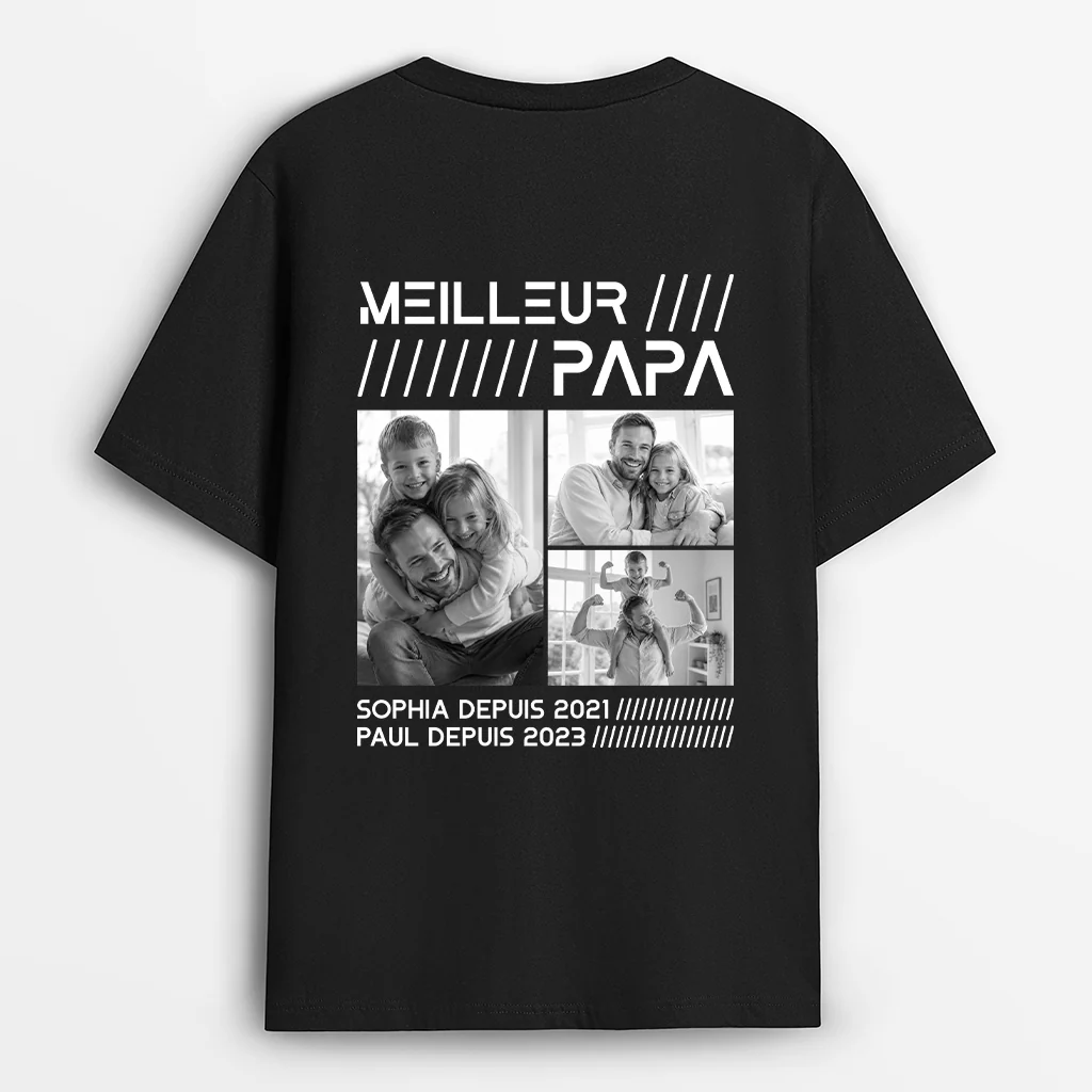T-shirt Personnalisé Papa Maman Avec Photo - Meilleur Papa Depuis