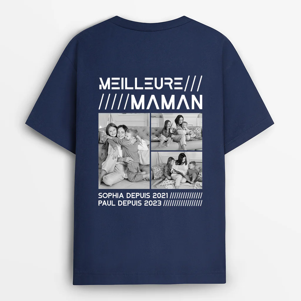 T-shirt Personnalisé Papa Maman Avec Photo - Meilleur Papa Depuis - Image 2