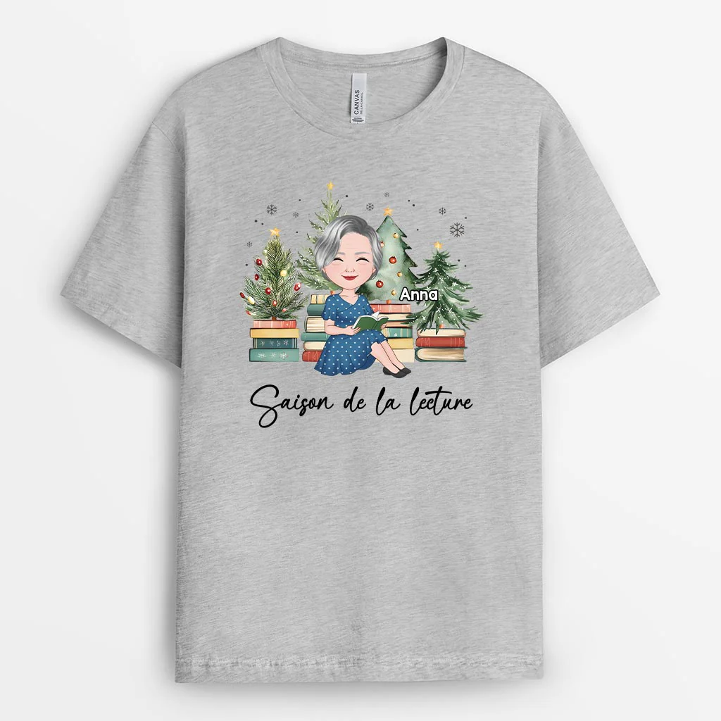 T-shirt Personnalisé Pour Femme De Noël - Saison Des Livres - Image 2