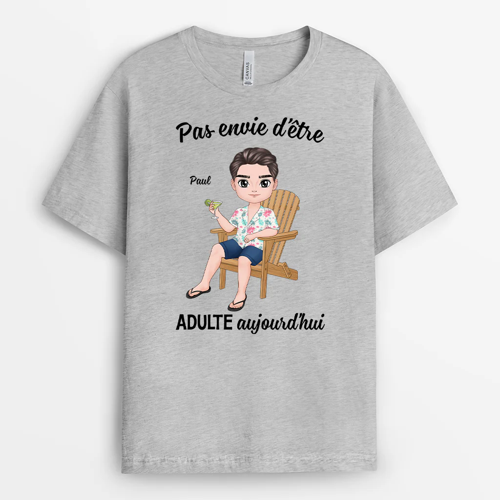 T-shirt Personnalisé Humoristique - Pas Envie d’Être Adulte - Image 2