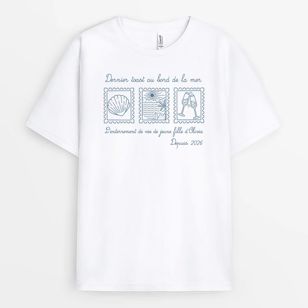 T-shirt Personnalisé Pour Mariage Et EVJF De Couple - Dernier Toast Au Bord De La Mer