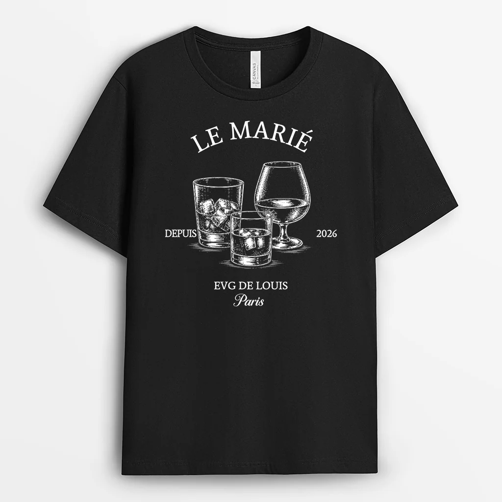T-shirt Personnalisé Pour Marié Et Mariée Couleur Foncée - Cadeau Pour EVG Et EVJF