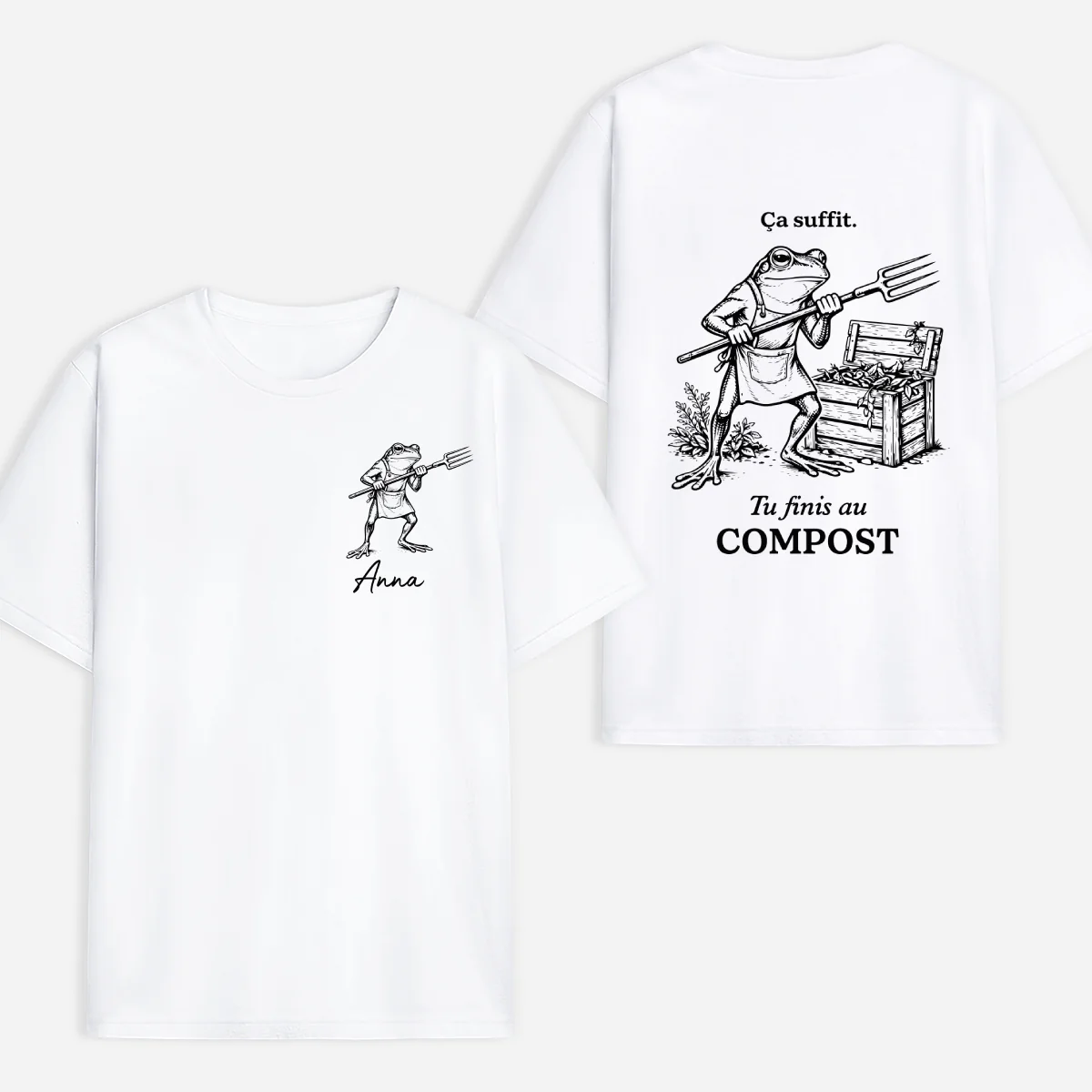 T-shirt Personnalisé Recto Verso Humour Jardin - Tu Finis Au Compost