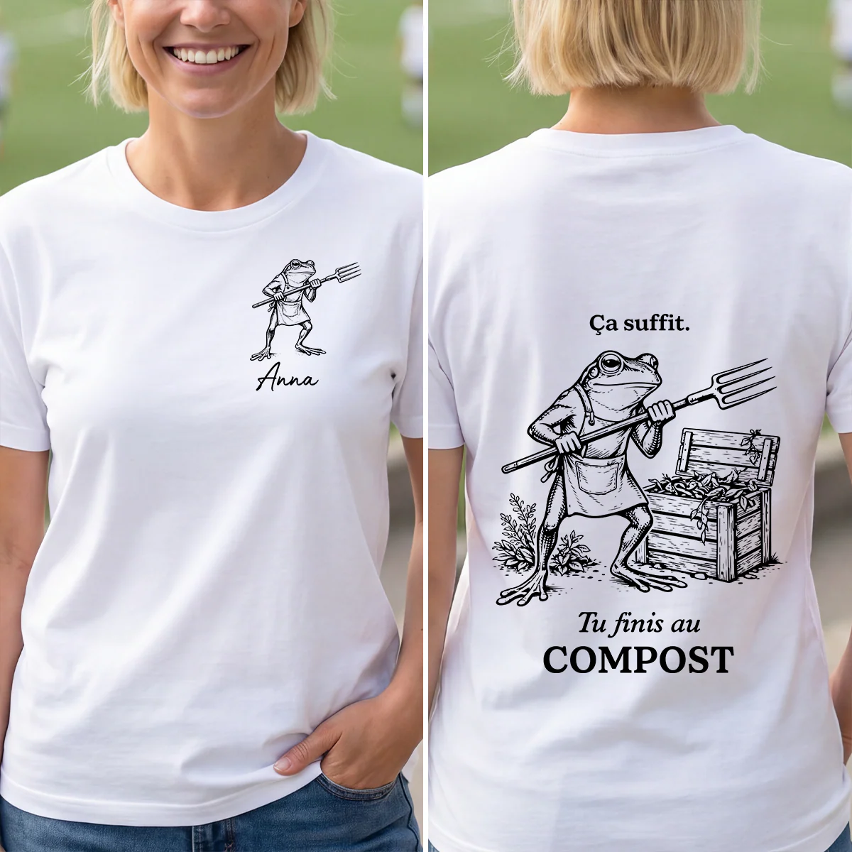 T-shirt Personnalisé Recto Verso Humour Jardin - Tu Finis Au Compost - Image 2