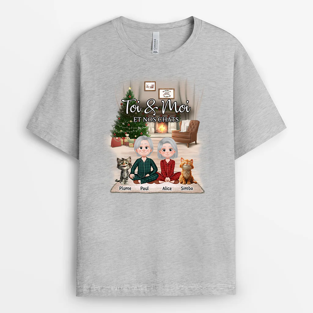 Tee shirt personnalisé chat – Toi, moi et notre chat - Image 2