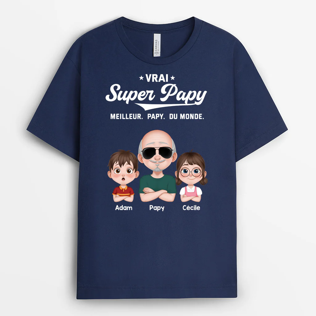Tee Shirt Personnalisé Pour Papa - Vrai Super Papa - Image 2