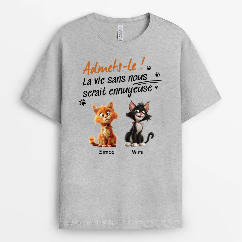 Tee Shirt Personnalisé Avec Chat – Vie Sans Chats - Image 2