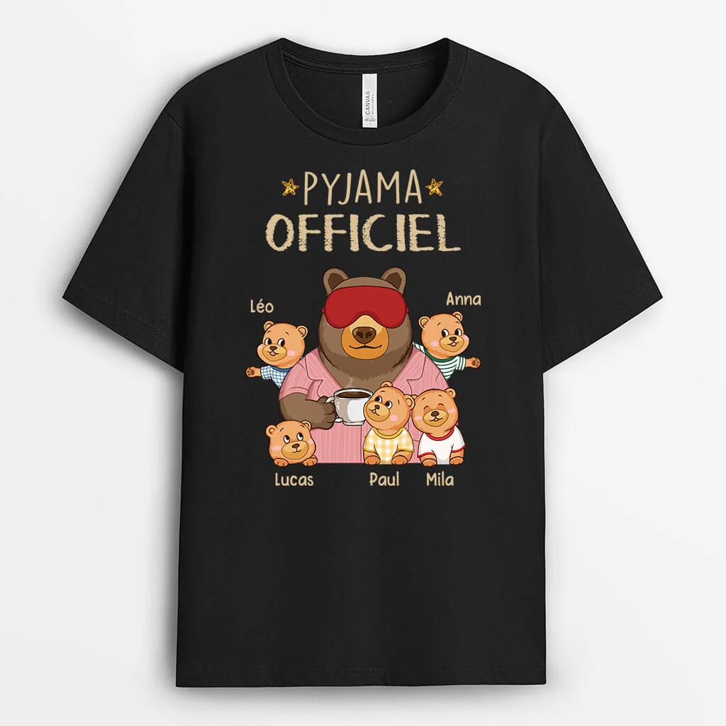 T-shirt Pyjama Officiel De Papa/Papy Ours Personnalisé - Image 2