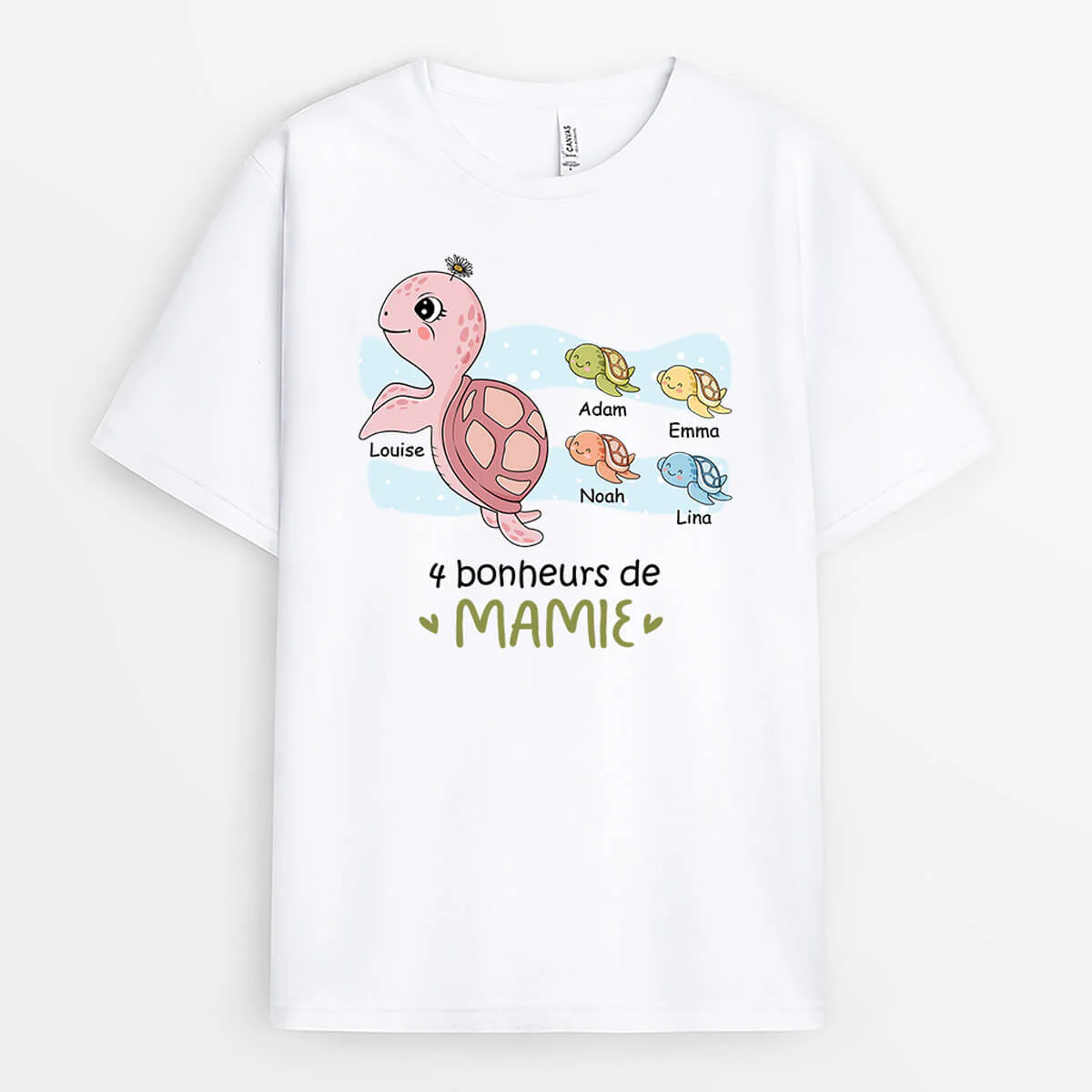Tee shirt personnalisé mamie – Mamie tortue et ses raisons d’aimer