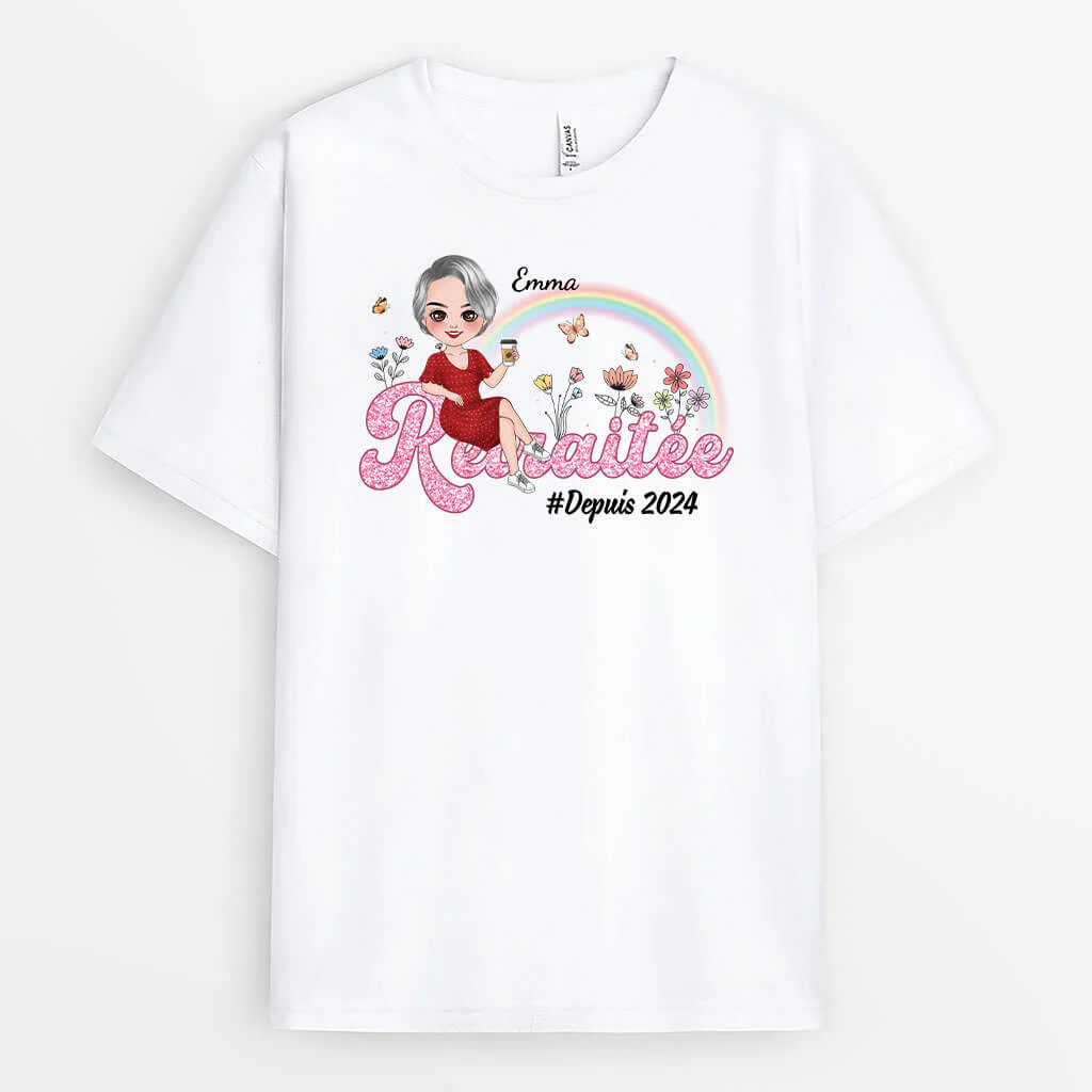 T-shirt Personnalisé Femme – Retraitée Depuis