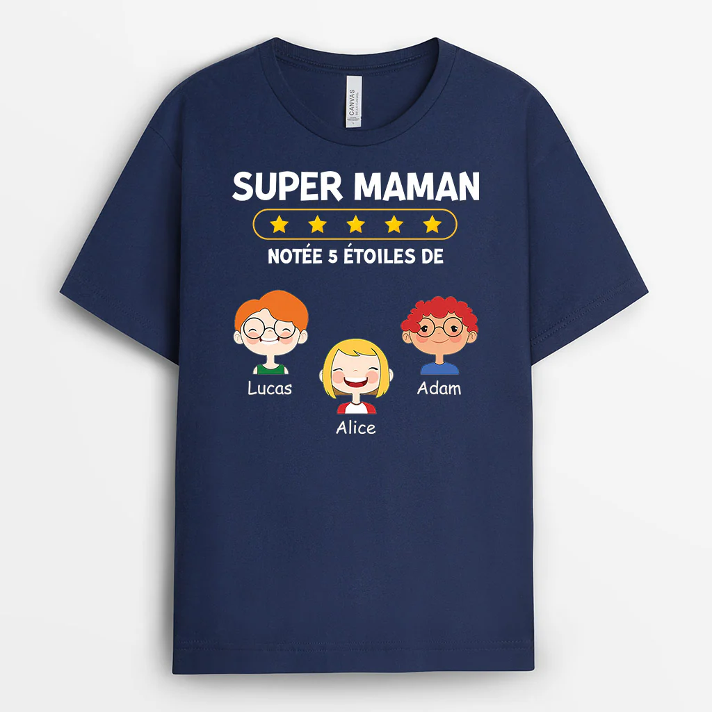T Shirt Personnalisé Mamie - Super Maman Notée 5 Étoiles - Image 2