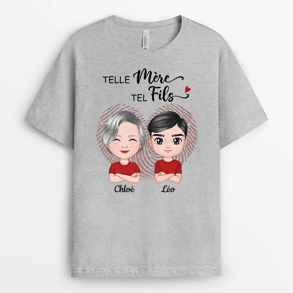 T-shirt Telle Mère Telle Fille Empreinte Cœur Personnalisé - Image 2